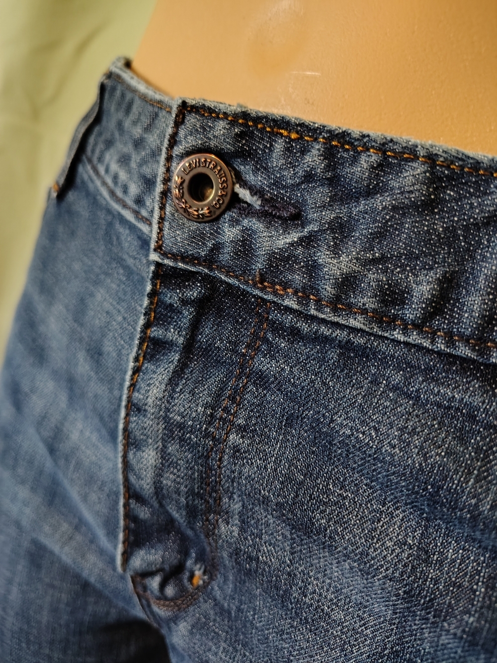 Levi's Dark Blue Bootcut Denim Jeans Women 14R / W32 Red Tab Leather Label - Picture 5 of 8